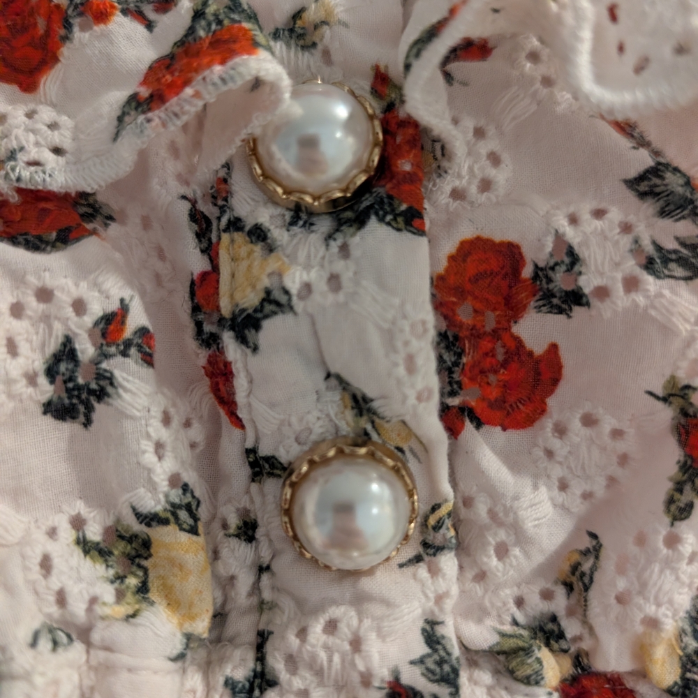 Majorelle Floral Ruffle Festival Boho Cottage Crop Top - Picture 2 of 5